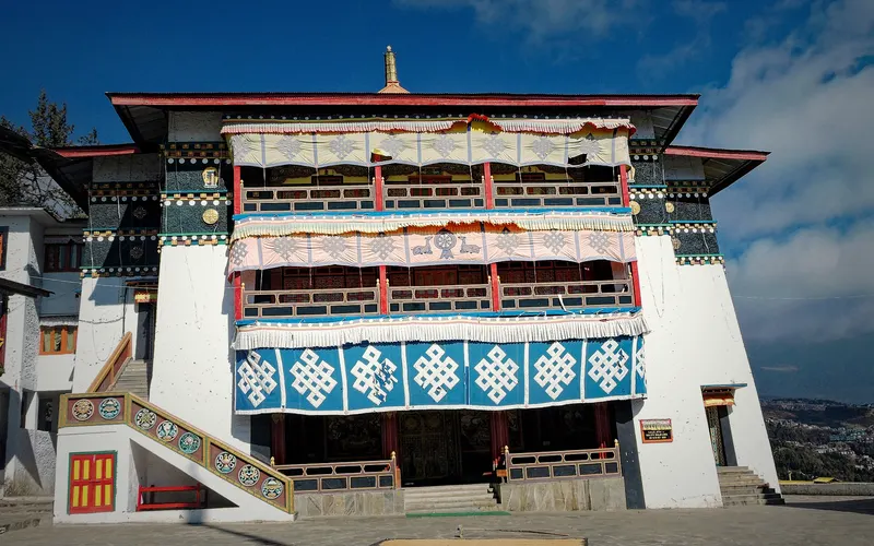Bailey Trail Trek: Front façade of the Buddha Temple at Tawang Monastery, Tawang, Arunachal Pradesh, India