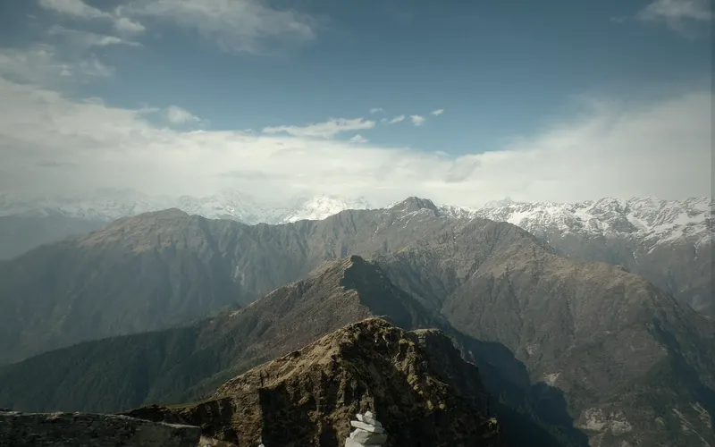 Chopta Chandrashila Trek: Chandrashila Peak 4,000 metres (13,000 ft) above sea level , above Tungnath