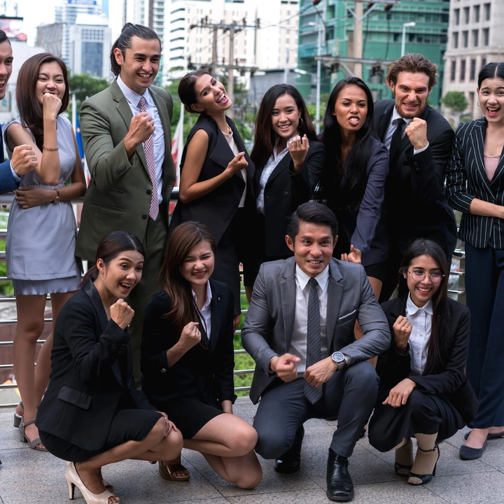 A team from an office celebrating together